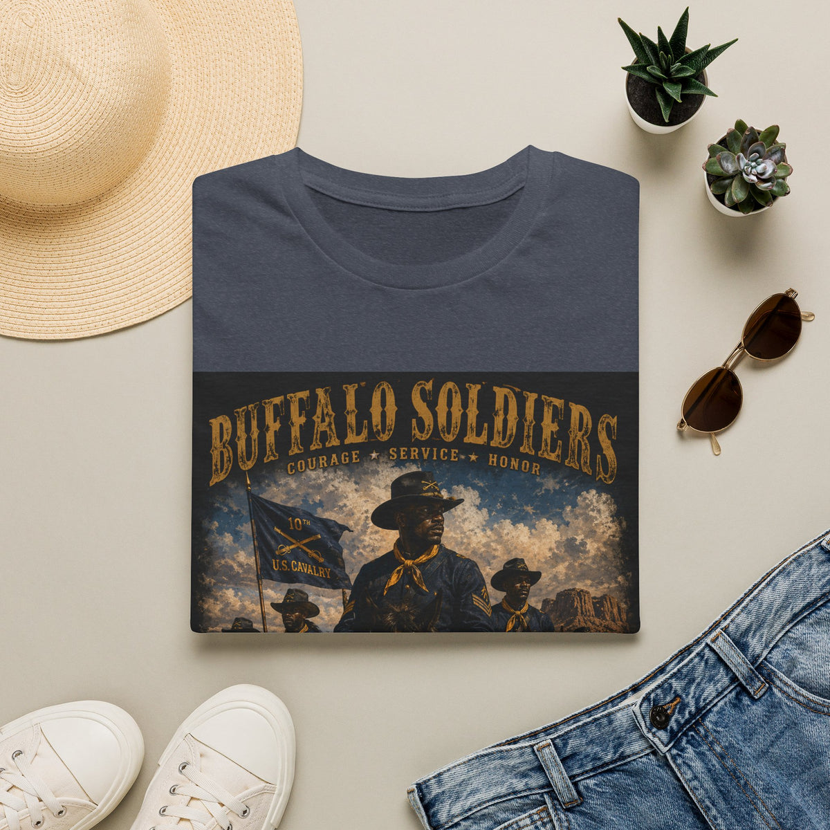 Buffalo Soldiers Tribute T-Shirt — Heritage, Courage & Service Graphic Tee