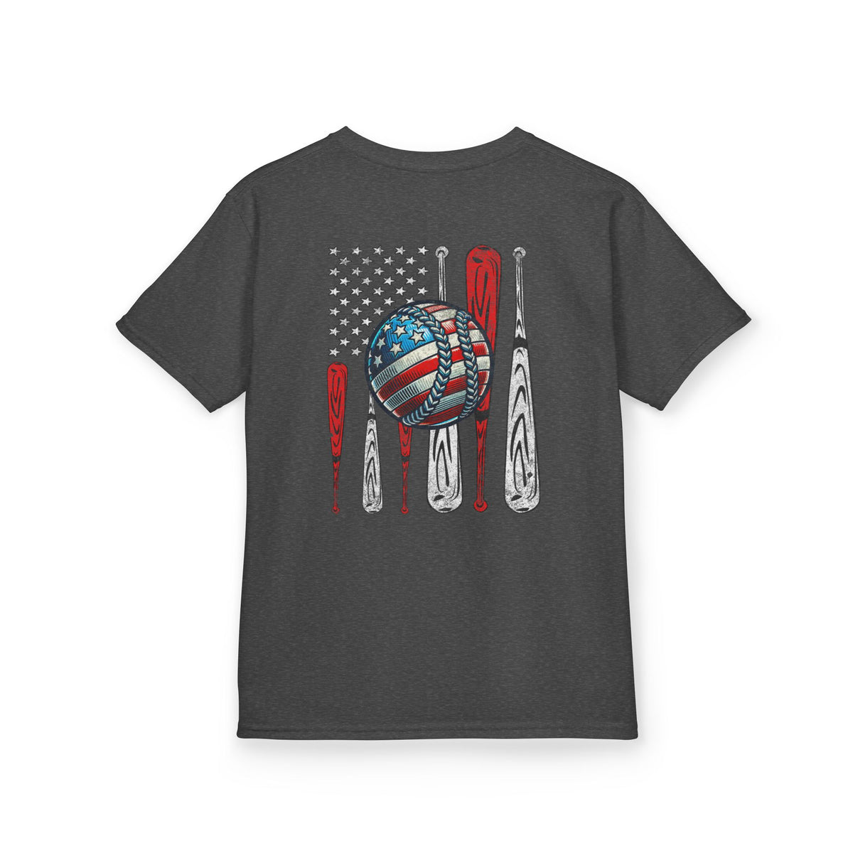 American Flag Ball & Bats - Youth Graphic T‑Shirt