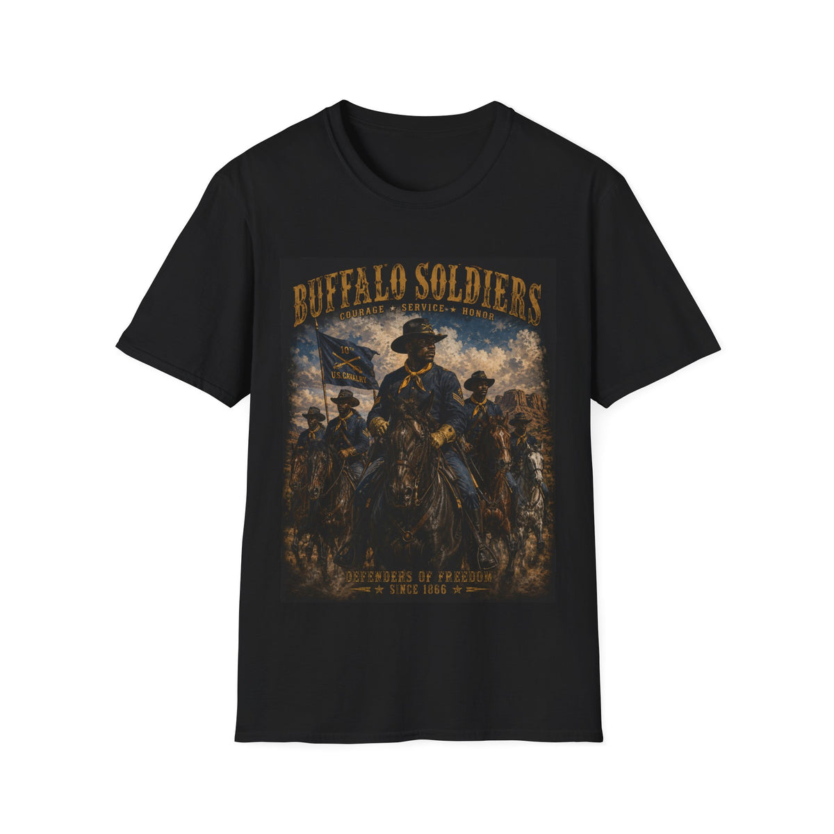 Buffalo Soldiers Tribute T-Shirt — Heritage, Courage & Service Graphic Tee