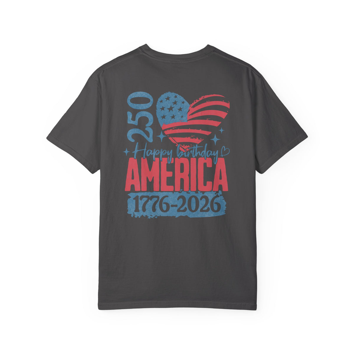 America 250 Birthday T-Shirt – Retro Flag Heart "Happy Birthday America 1776-2026"