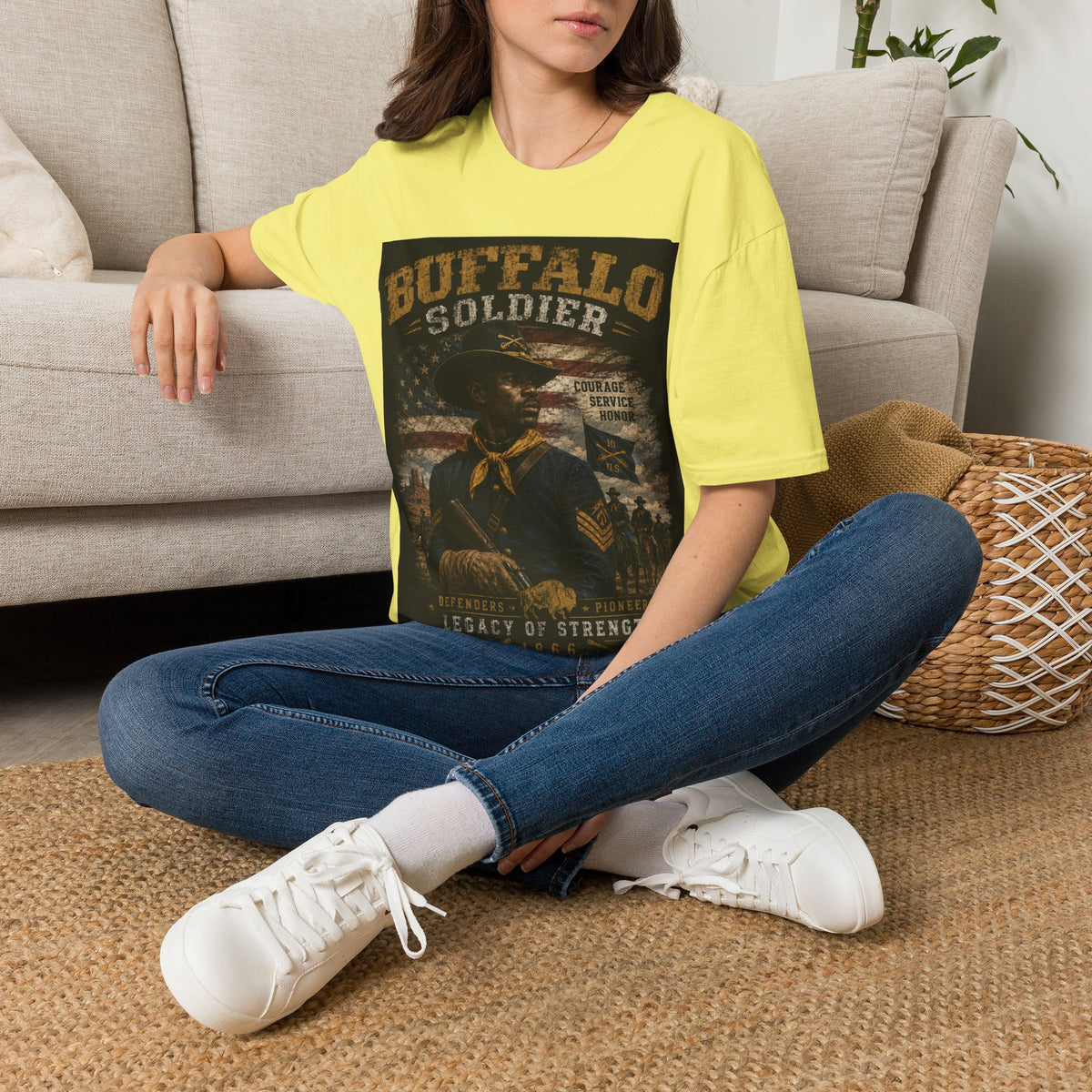 Buffalo Soldier T-Shirt — Vintage Military Tribute Tee (Courage • Service • Honor)
