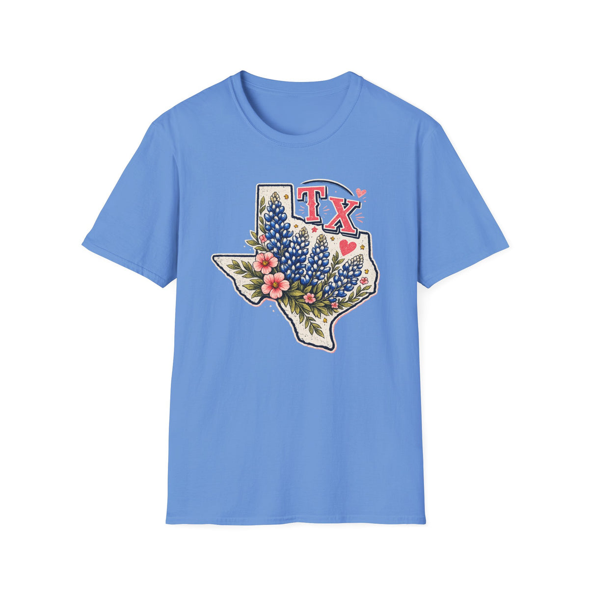 Texas Bluebonnet State T-Shirt — TX Floral Map Tee