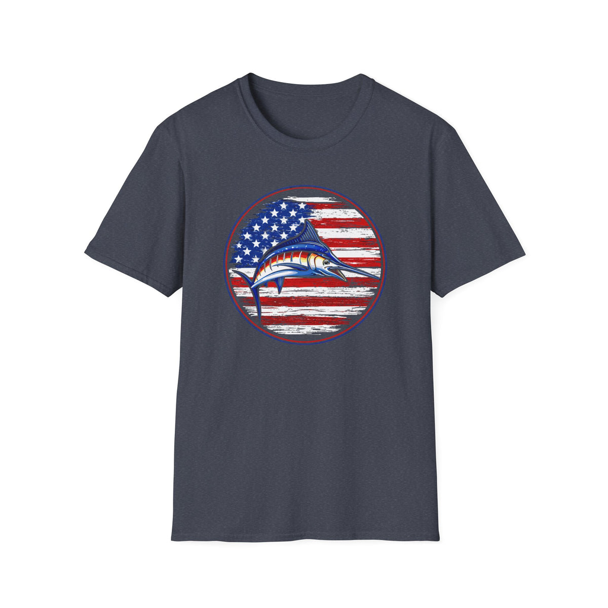 Patriotic Marlin T-Shirt — American Flag Fishing Tee