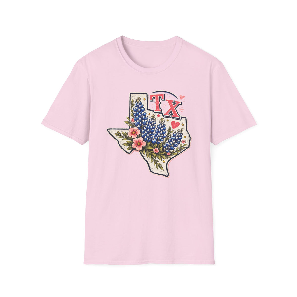 Texas Bluebonnet State T-Shirt — TX Floral Map Tee