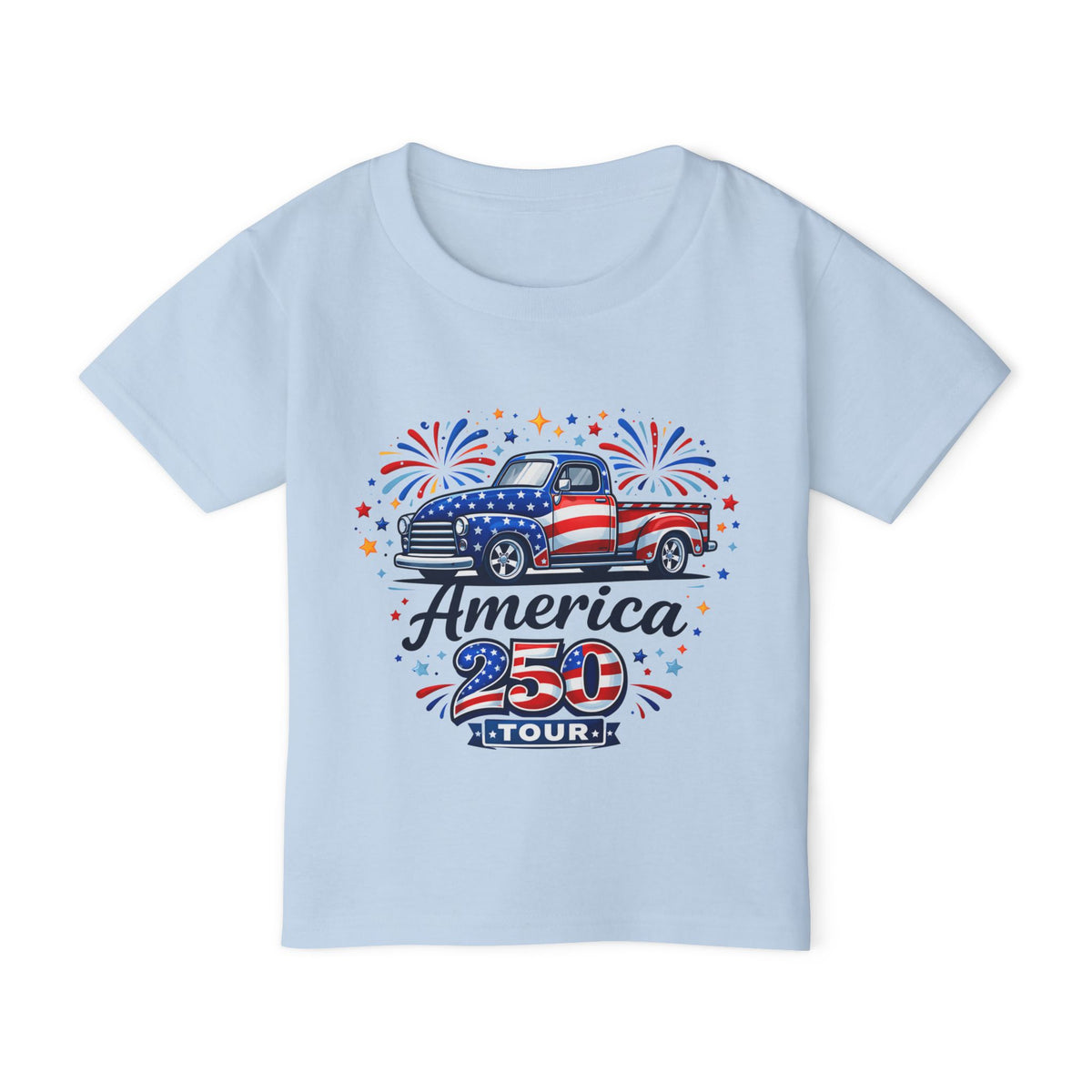 Toddler T-Shirt — "America 250 Tour" Patriotic Truck Fourth of July Tee