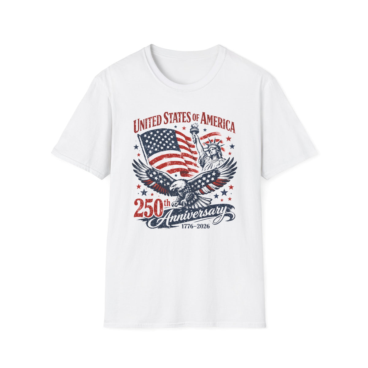 250th Anniversary USA T-Shirt – American Flag, Bald Eagle & Statue of Liberty Patriotic Tee