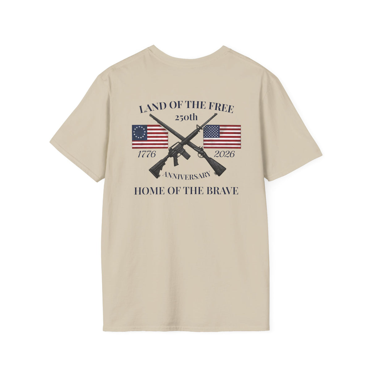 Patriotic 250th Anniversary T-Shirt — "Land of the Free, Home of the Brave"