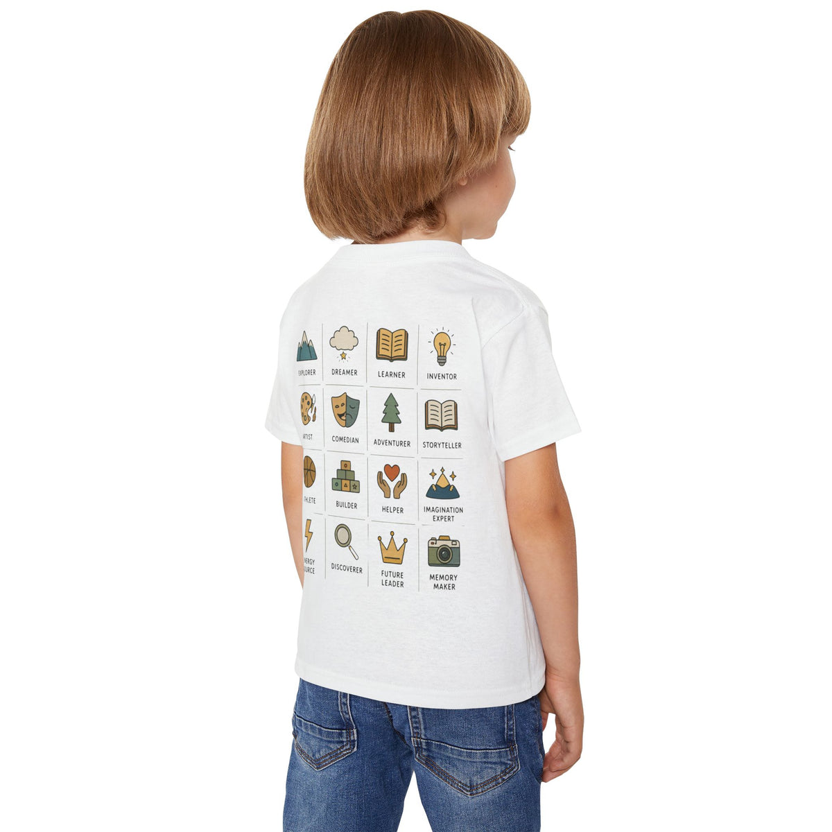 Toddler T‑Shirt “More Than a Kid” — Empowering Icons Backprint (Preschool, Gifts)