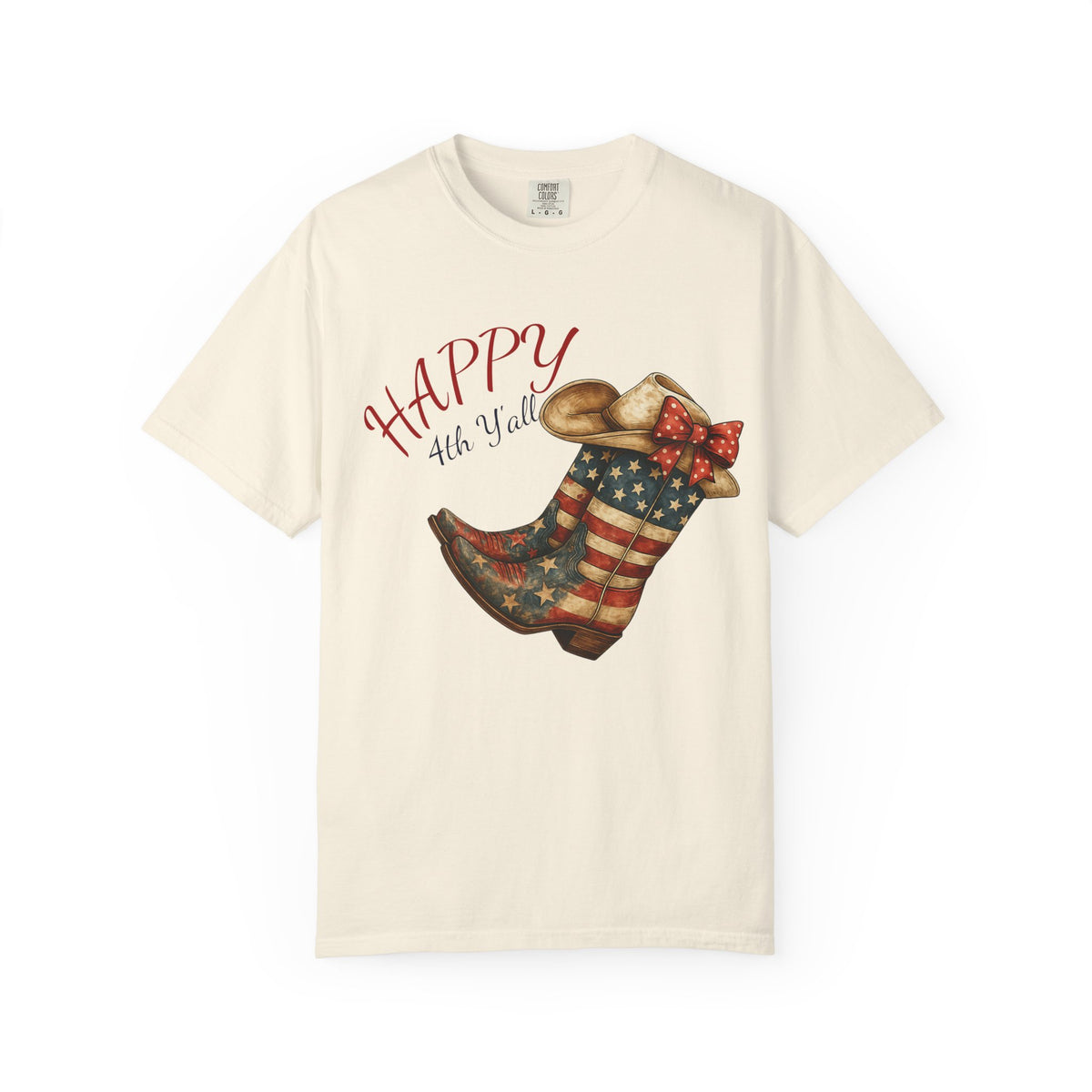 Happy 4th of July Cowboy Boot Graphic T-Shirt