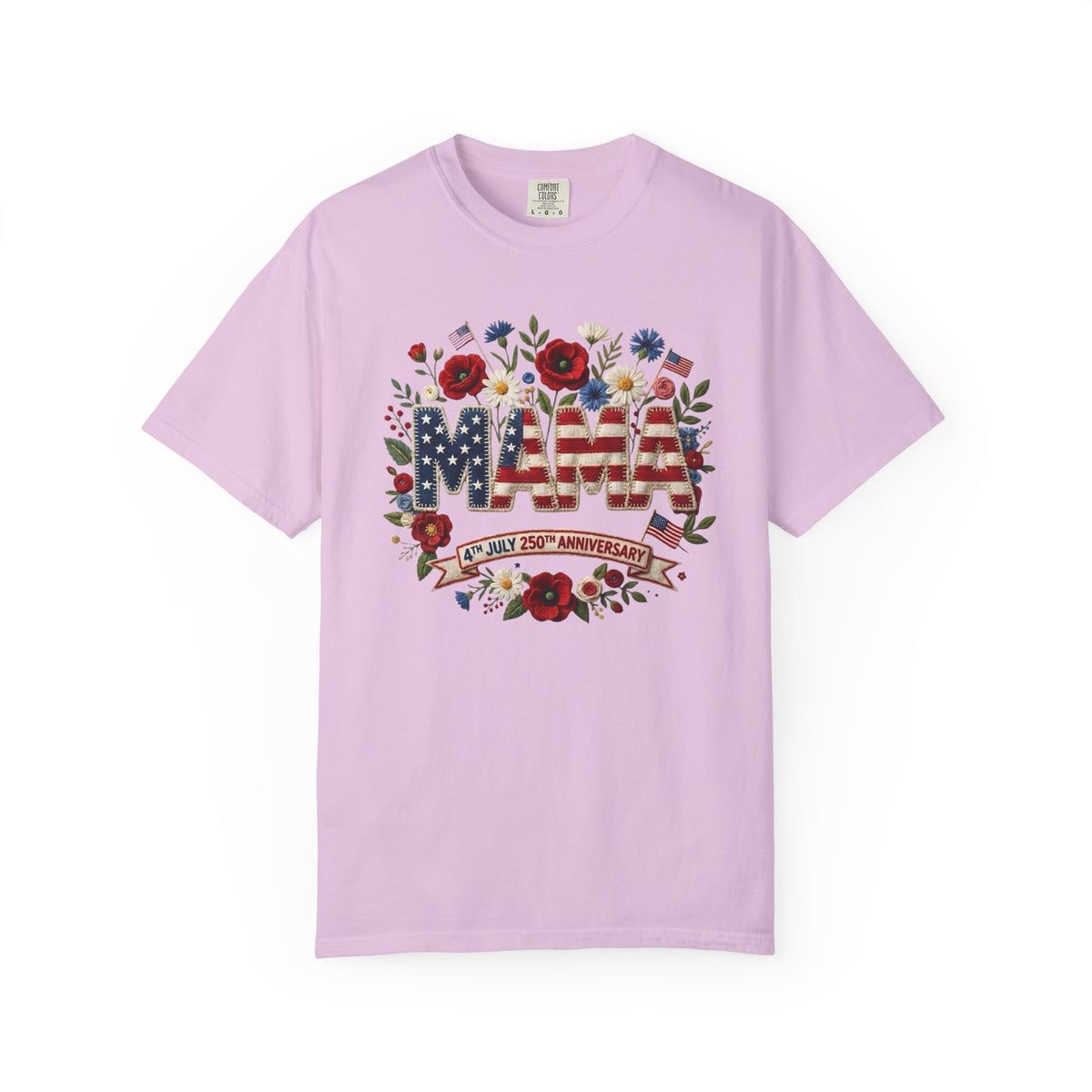 Mama Floral American Flag T-Shirt — Patriotic Mama Gift for Mother’s Day