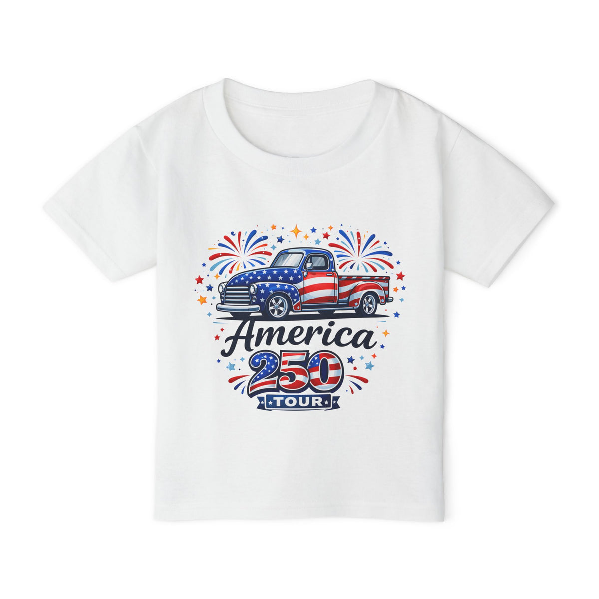 Toddler T-Shirt — "America 250 Tour" Patriotic Truck Fourth of July Tee
