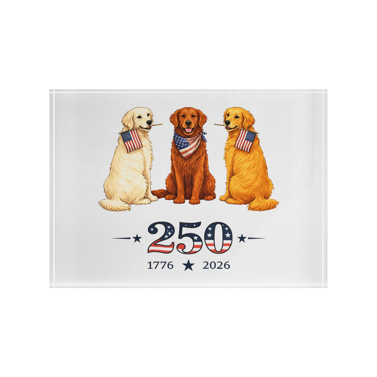 America 250 Golden Retrievers Photo Block — Patriotic Dogs Decor