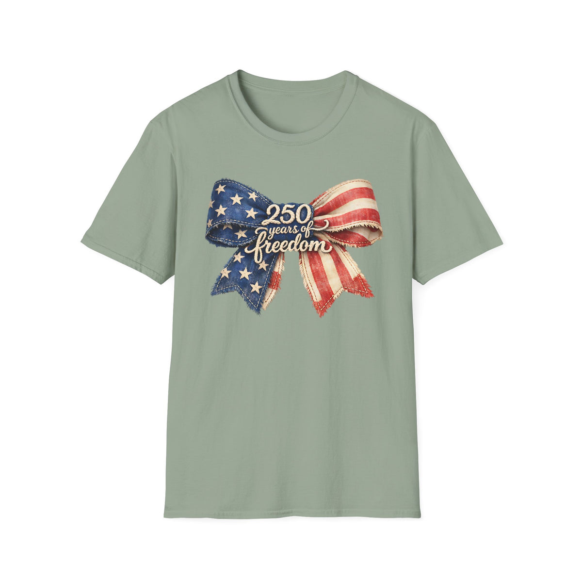 Patriotic '250 Years of Freedom' Bow T-Shirt