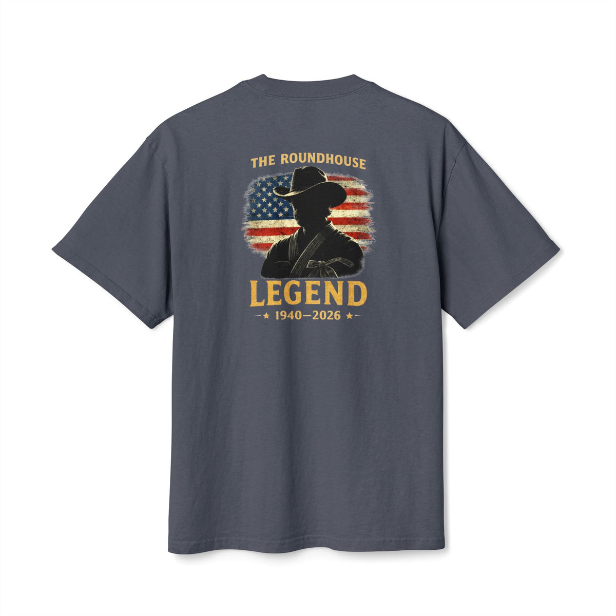Premium Heavy Faded Tee - 'The Roundhouse Legend' Patriotic Cowboy Tribute