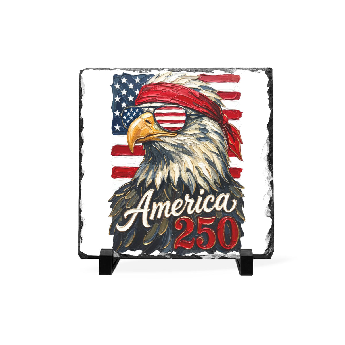 Slate Desk Plaque - Patriotic Bald Eagle 'America 250' Table Accent