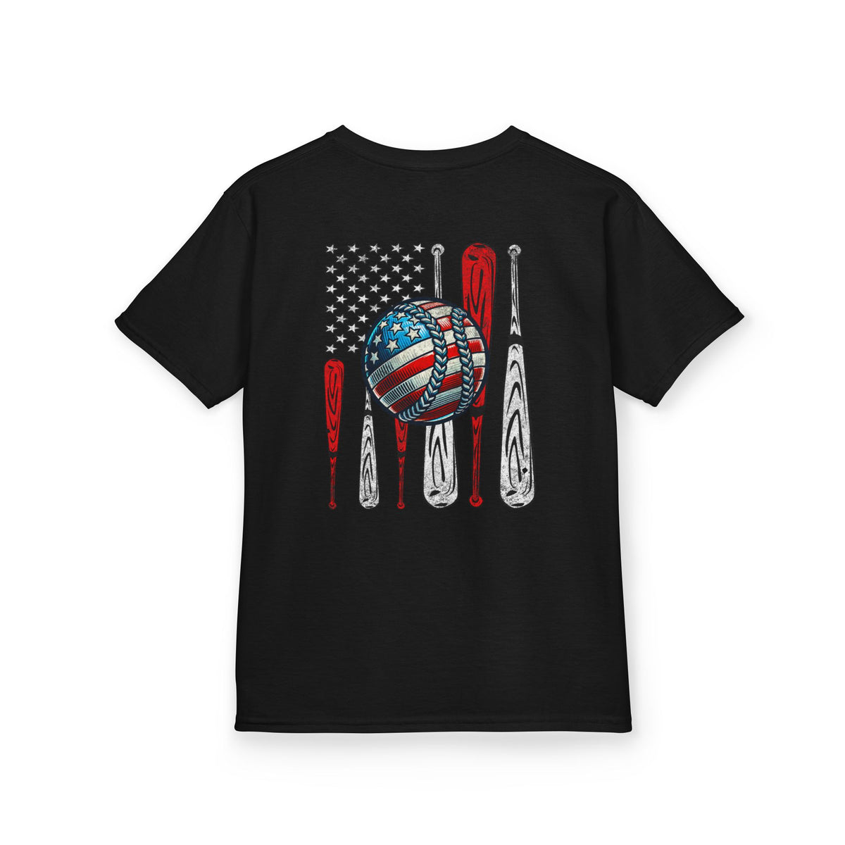 American Flag Ball & Bats - Youth Graphic T‑Shirt
