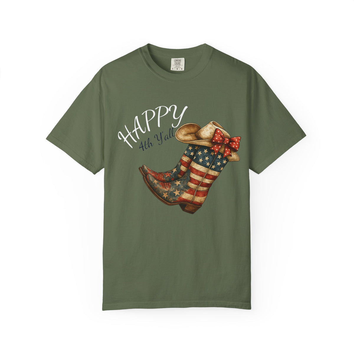 Happy 4th of July Cowboy Boot Graphic T-Shirt