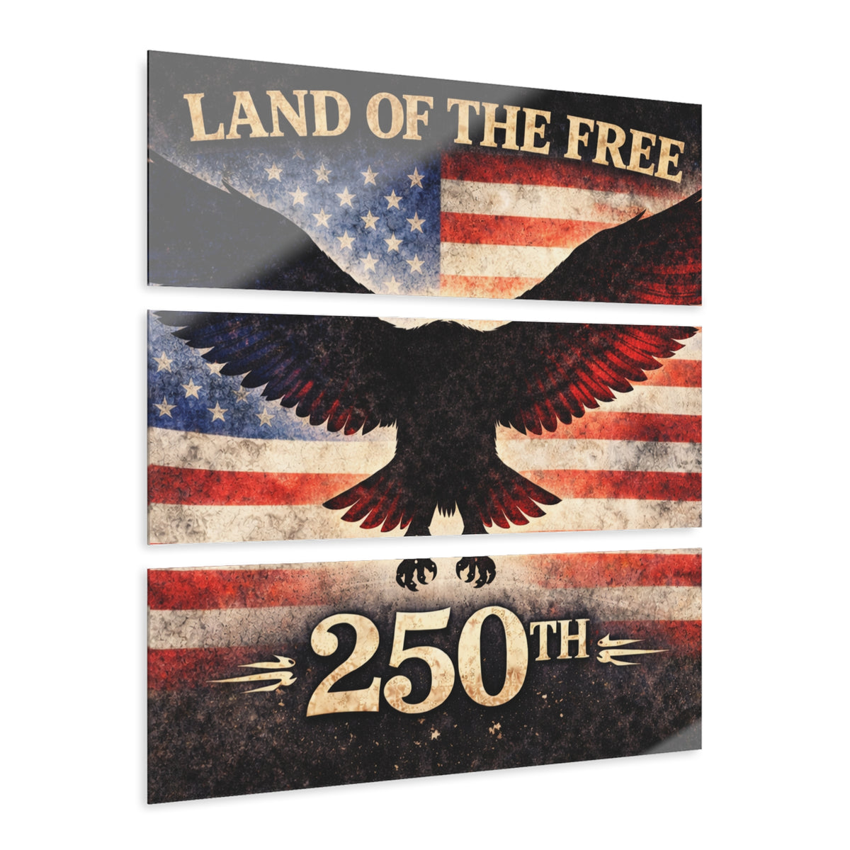 250th Anniversary American Flag & Eagle Acrylic Print (Triptych)