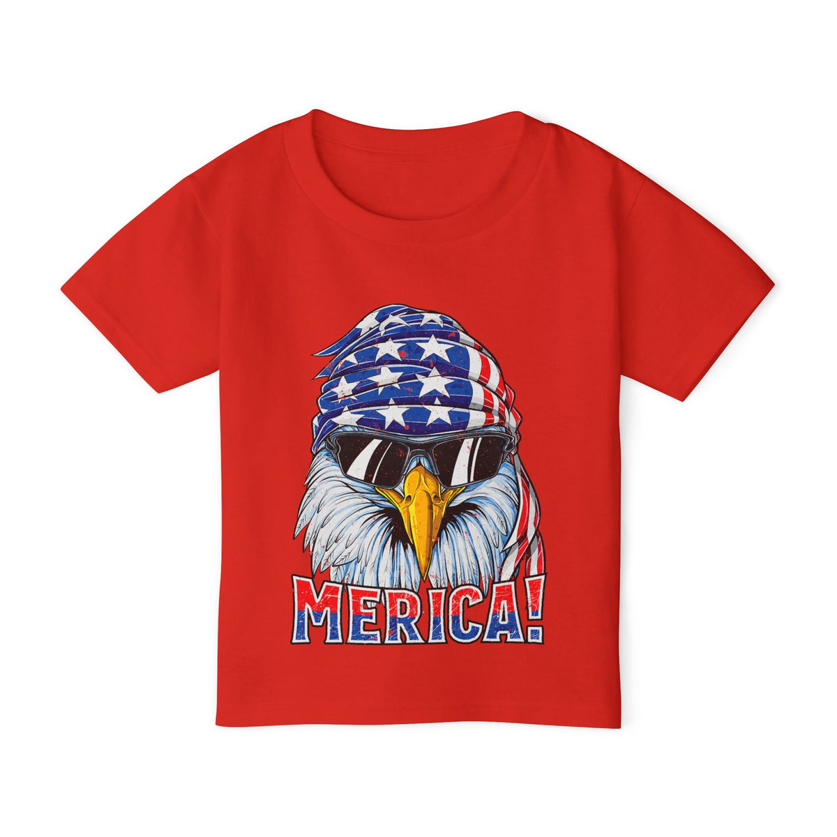 Toddler T-Shirt — 'MERICA! Bald Eagle with American Flag Bandana (4th of July Patriotic Graphic Kids Tee)