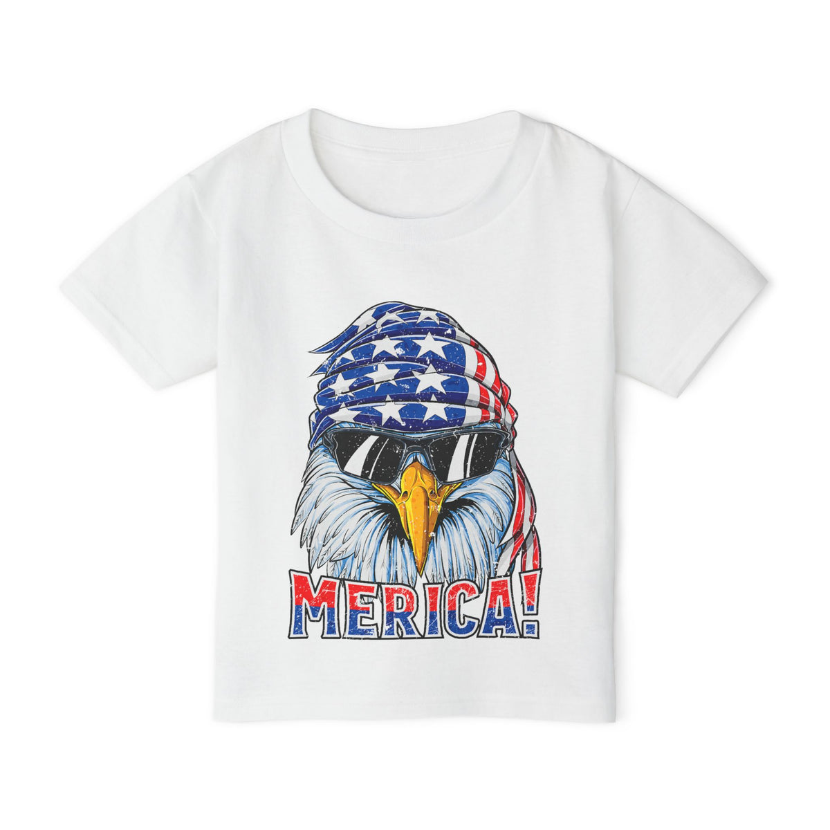 Toddler T-Shirt — 'MERICA! Bald Eagle with American Flag Bandana (4th of July Patriotic Graphic Kids Tee)