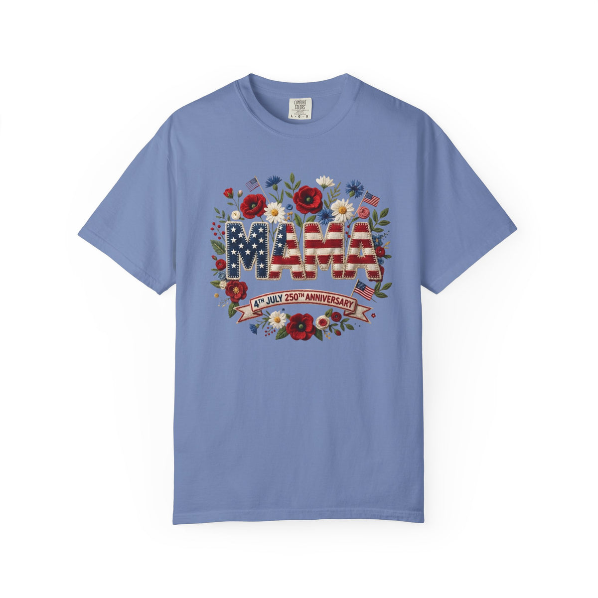 Mama Floral American Flag T-Shirt — Patriotic Mama Gift for Mother’s Day