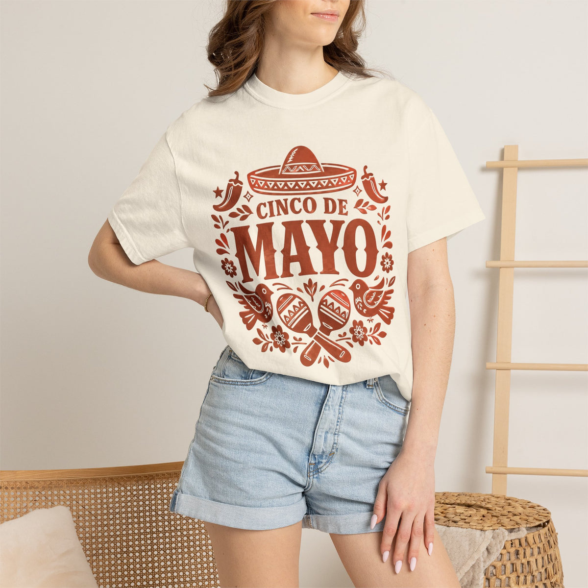 Cinco de Mayo T-Shirt — Festive Mexican Holiday Tee with Sombrero & Maracas Design