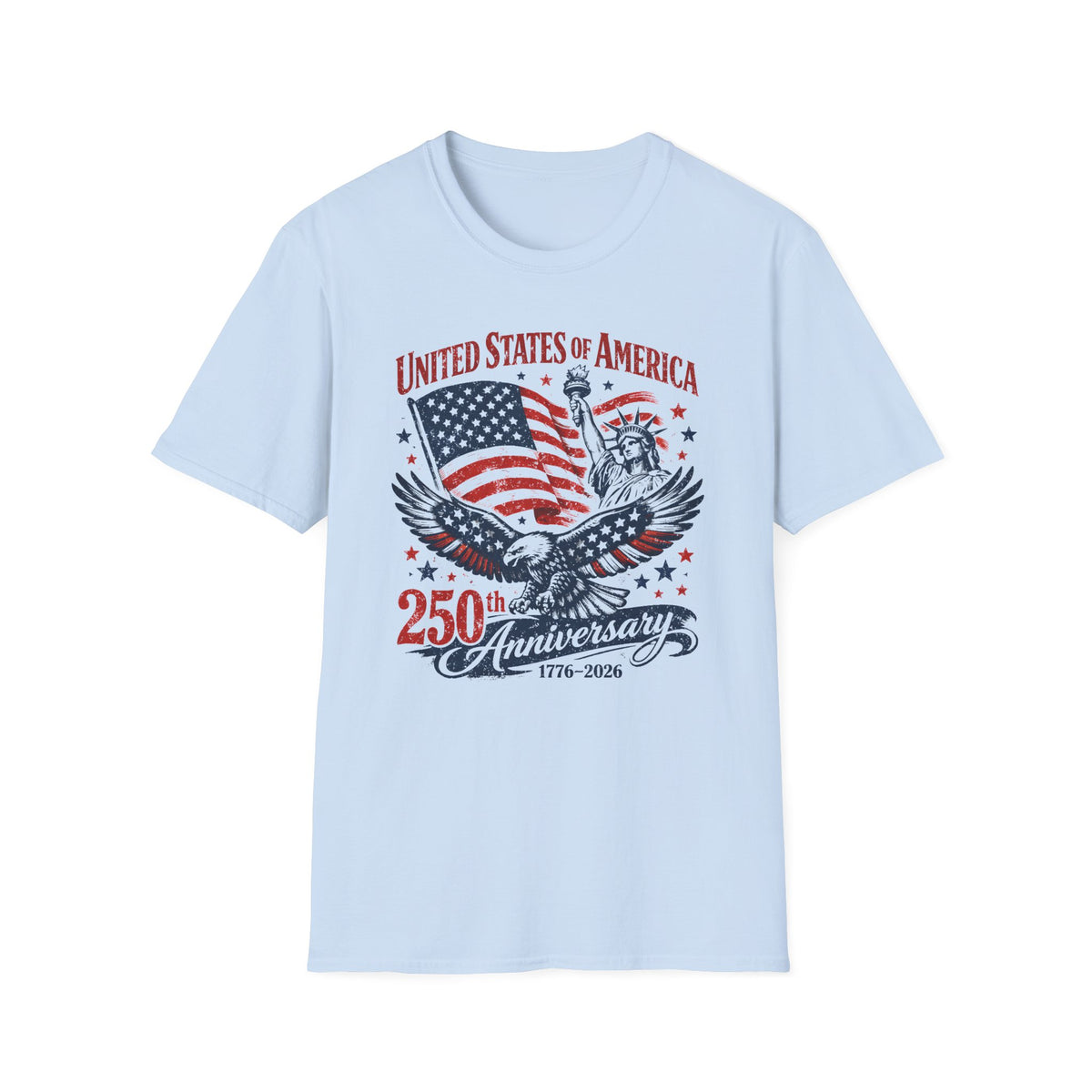 250th Anniversary USA T-Shirt – American Flag, Bald Eagle & Statue of Liberty Patriotic Tee