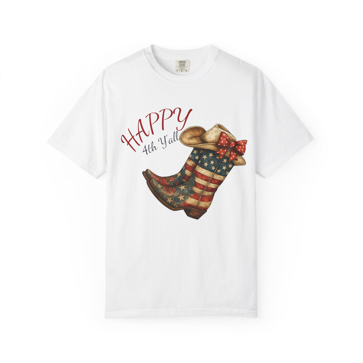 Happy 4th of July Cowboy Boot Graphic T-Shirt
