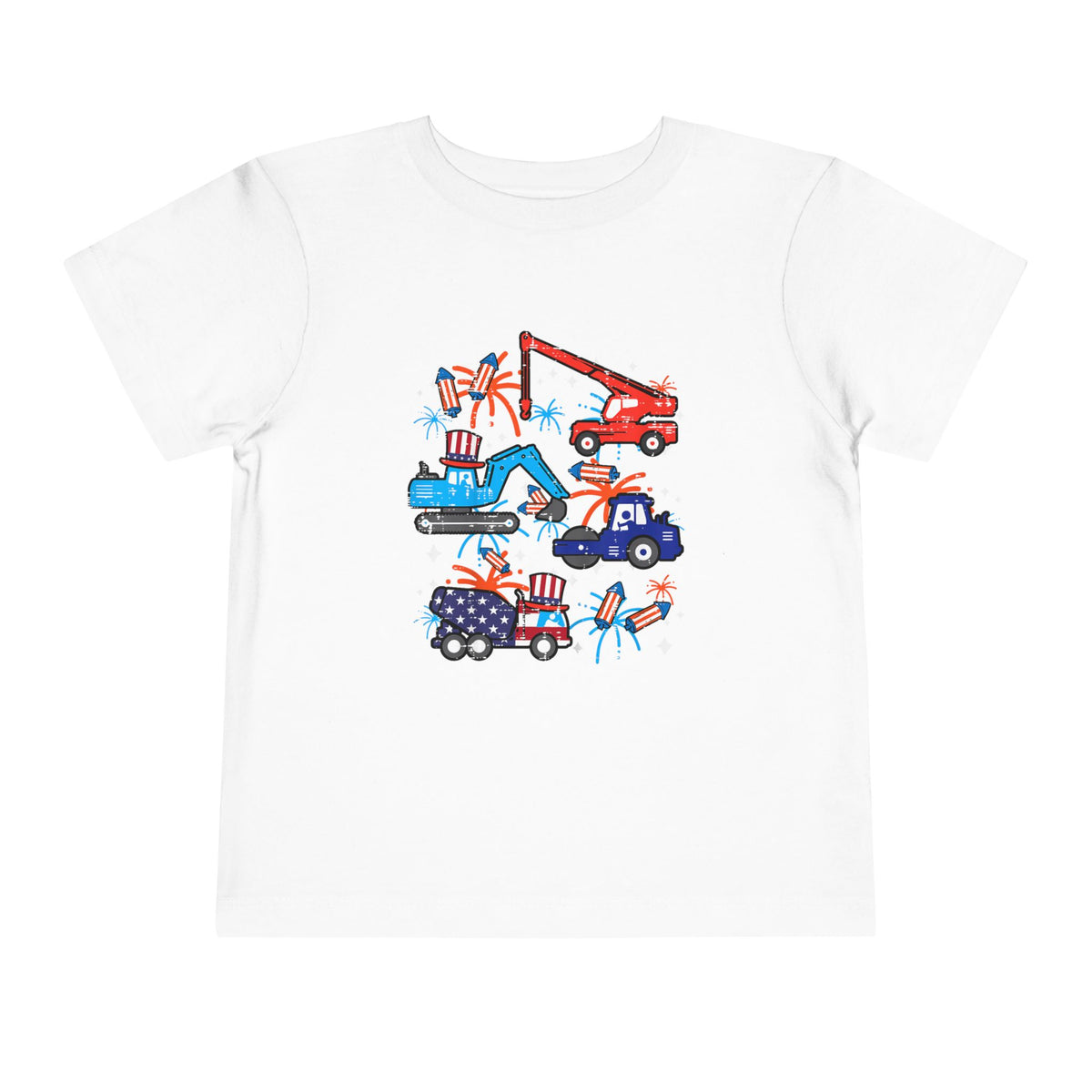 Patriotic Construction Trucks Toddler T-Shirt