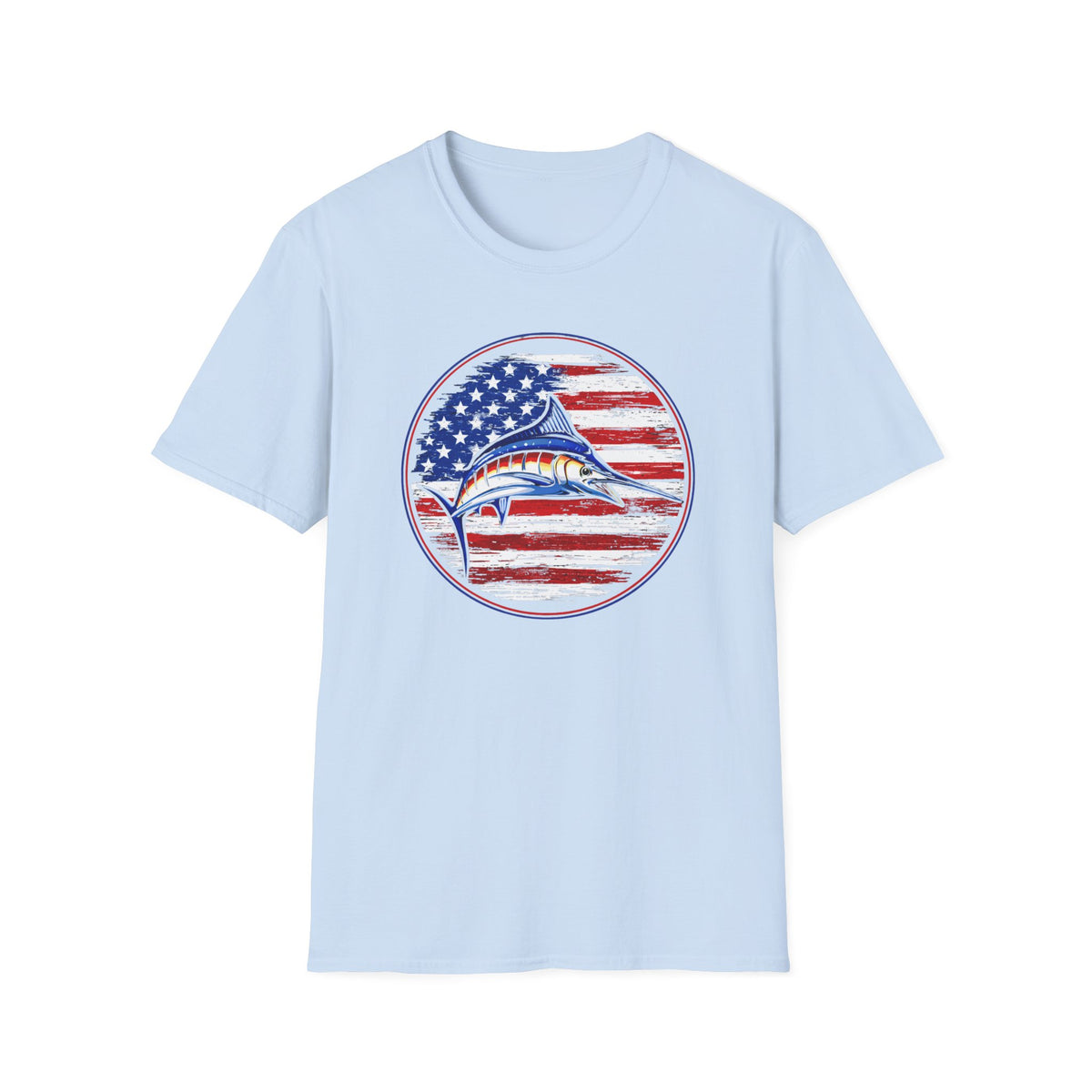 Patriotic Marlin T-Shirt — American Flag Fishing Tee