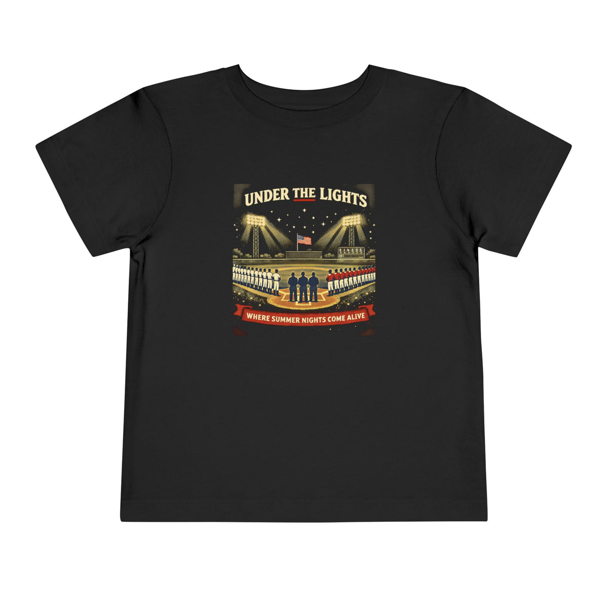 Under the Lights Toddler Tee — Stadium Baseball Retro Kids Shirt