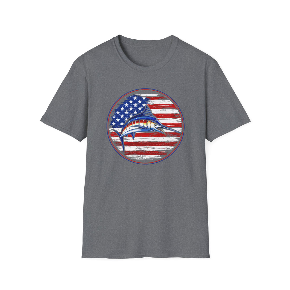 Patriotic Marlin T-Shirt — American Flag Fishing Tee
