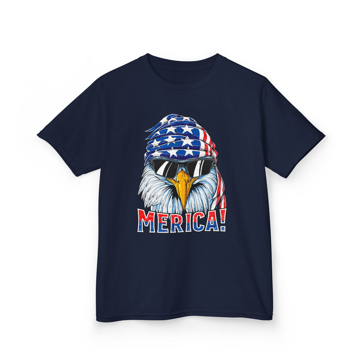 Kids Tee — 'MERICA! Bald Eagle with American Flag Bandana Patriotic Graphic T-Shirt