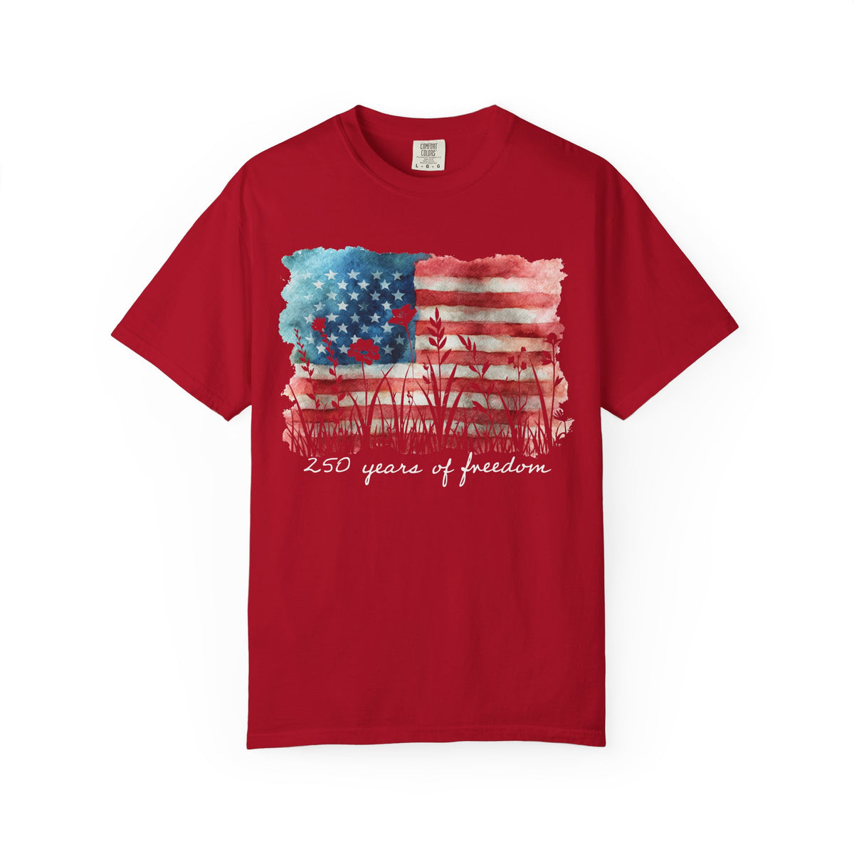 250 Years of Freedom American Flag & Flowers T-Shirt