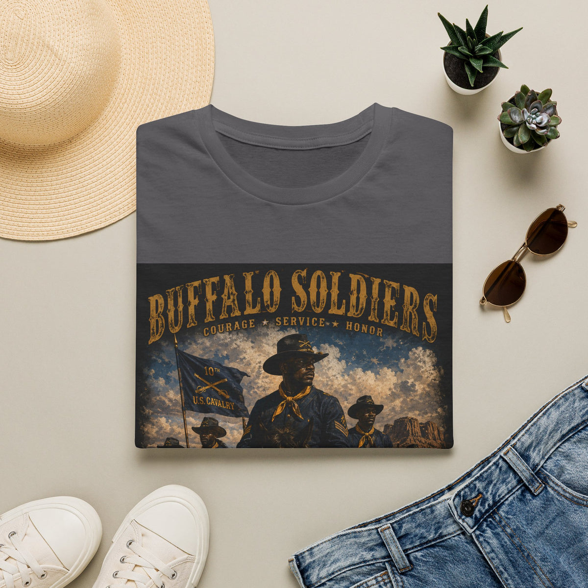 Buffalo Soldiers Tribute T-Shirt — Heritage, Courage & Service Graphic Tee
