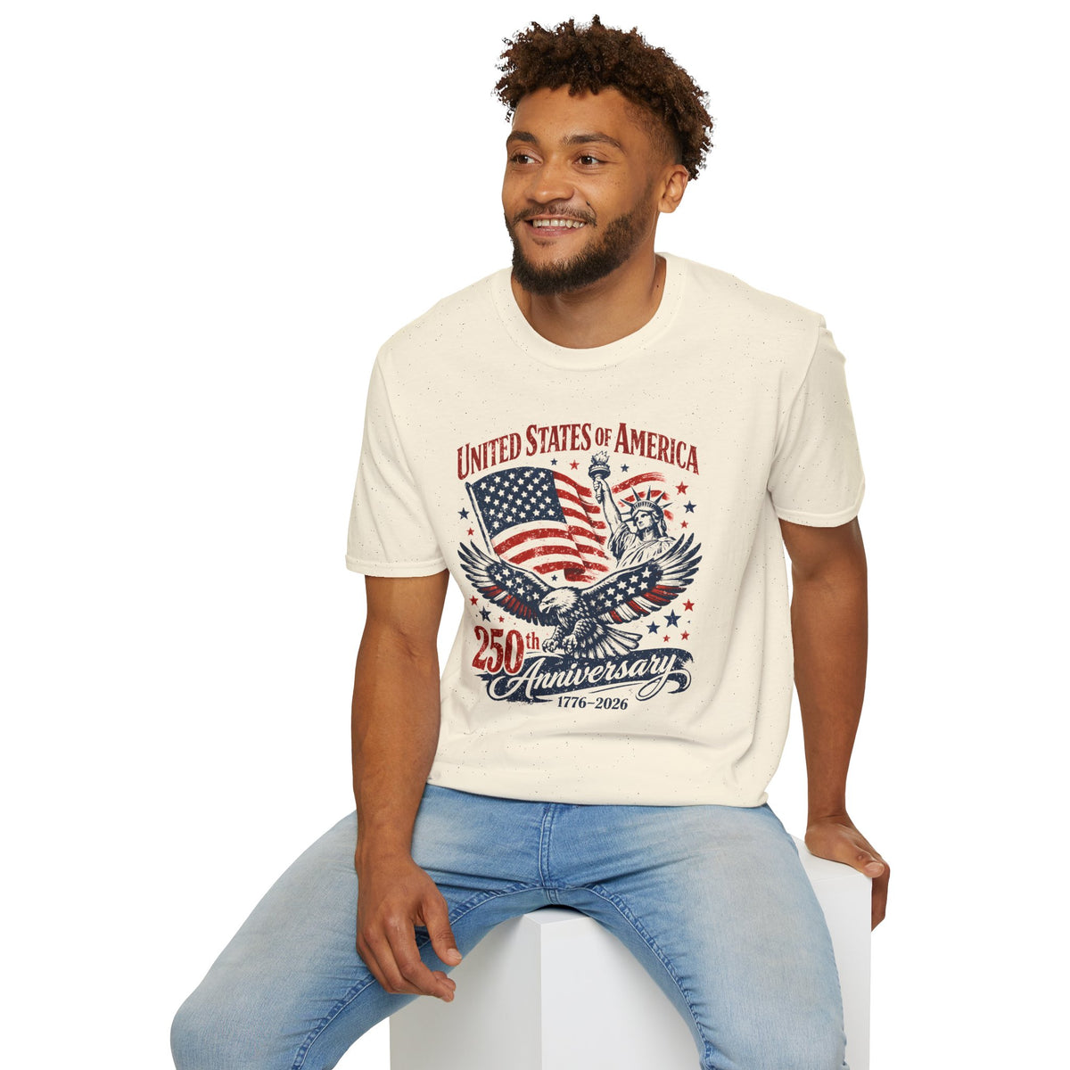 250th Anniversary USA T-Shirt – American Flag, Bald Eagle & Statue of Liberty Patriotic Tee