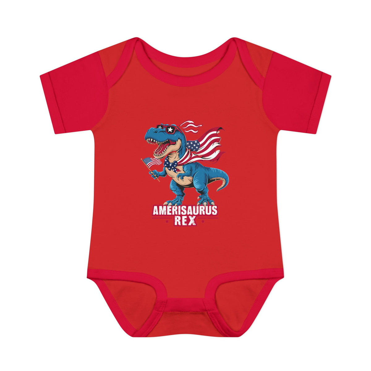 "Amerisaurus Rex" Patriotic T-Rex Baby Onesie (4th of July)
