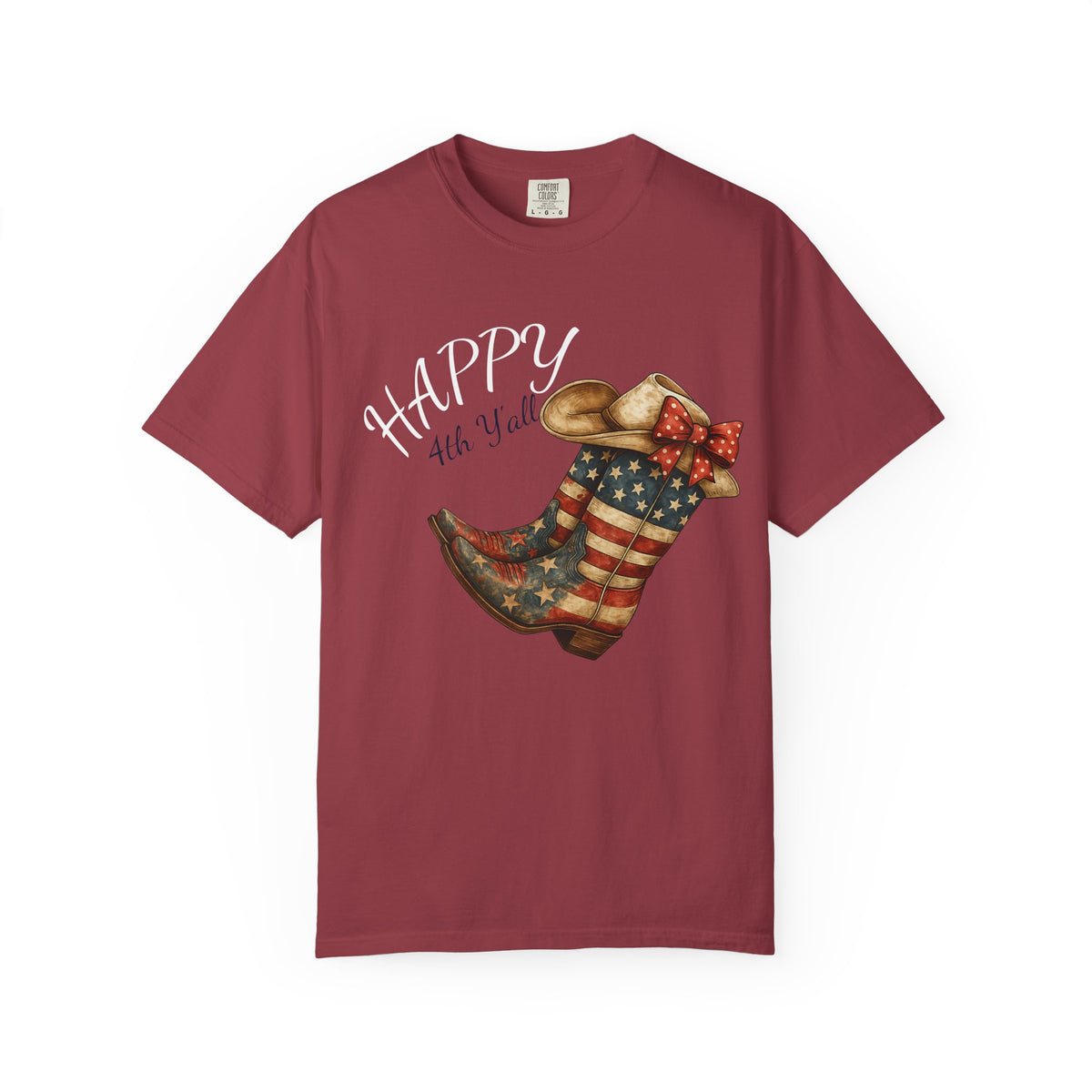 Happy 4th of July Cowboy Boot Graphic T-Shirt