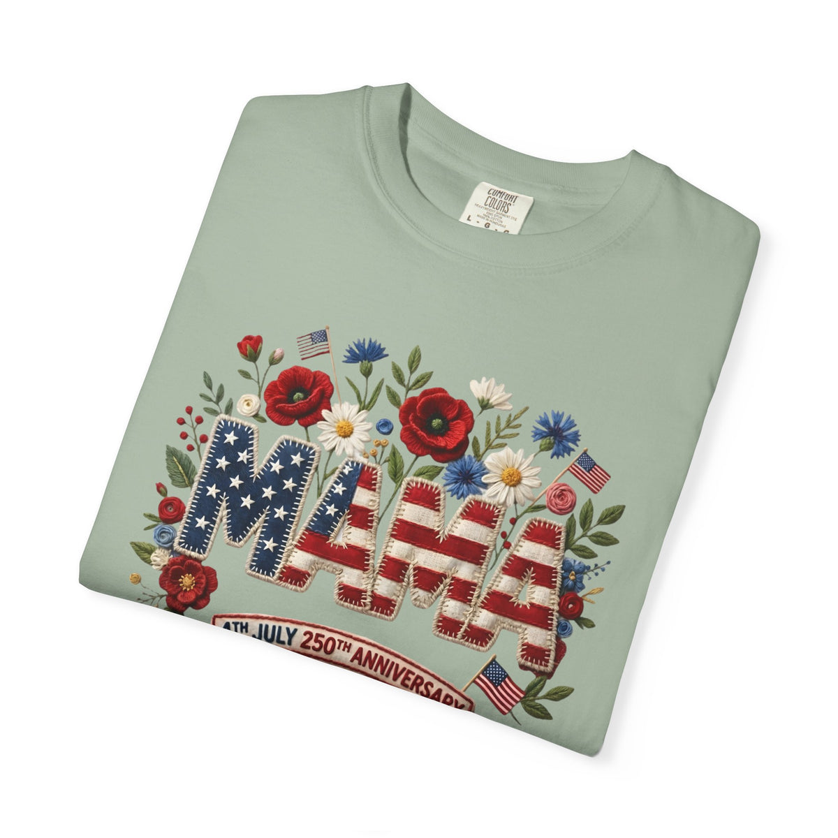 Mama Floral American Flag T-Shirt — Patriotic Mama Gift for Mother’s Day