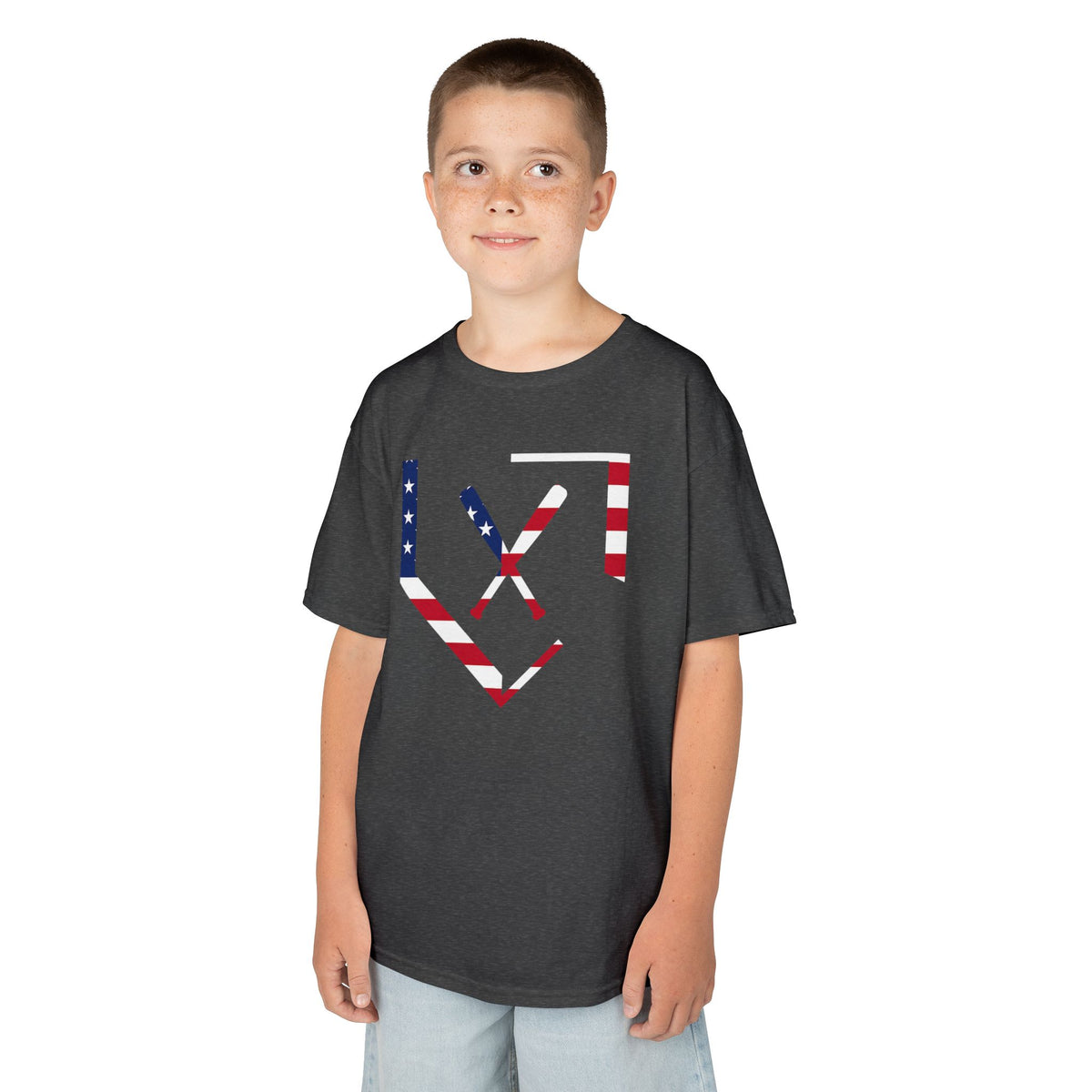 American Flag Baseball Home Plate - Kids Graphic T-Shirt