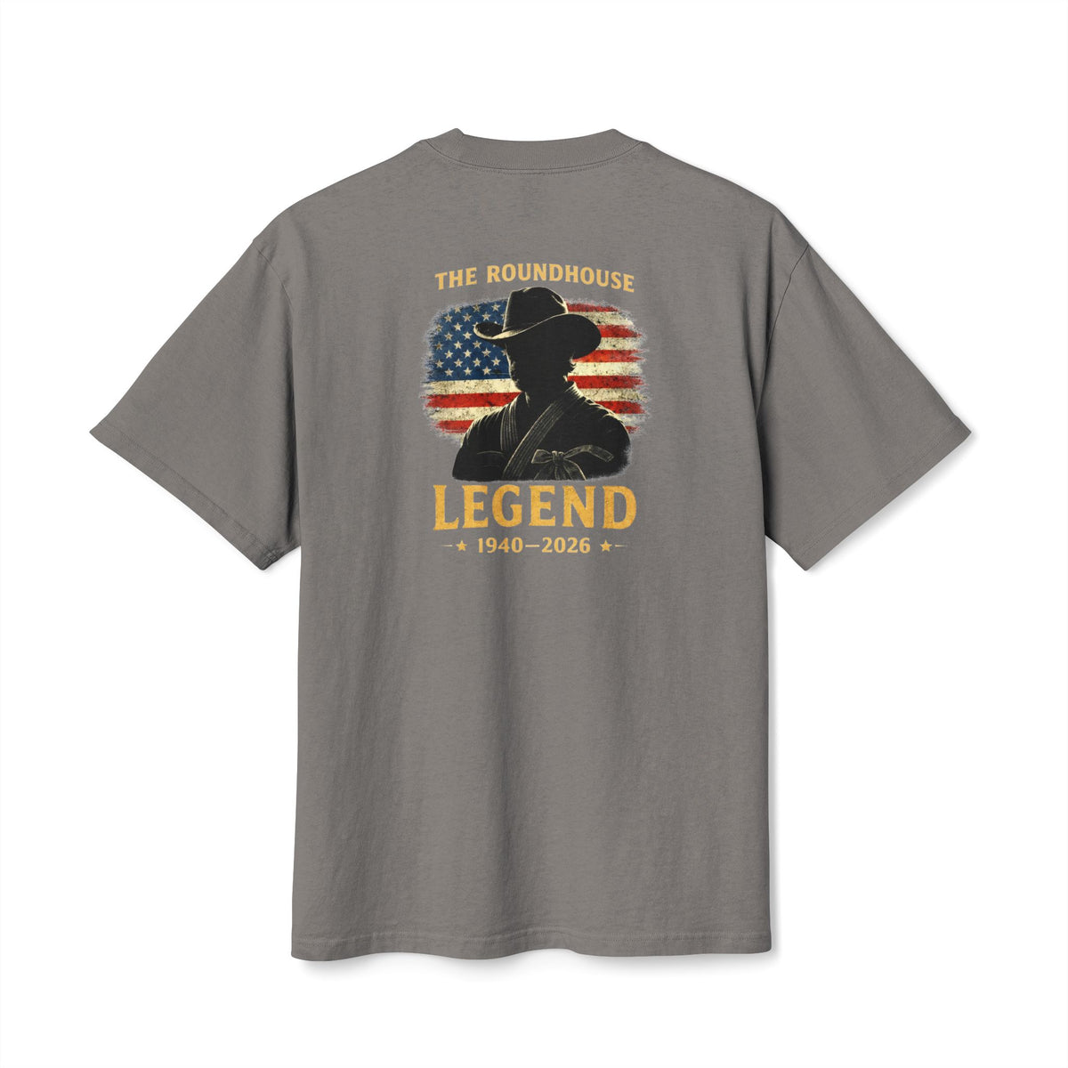 Premium Heavy Faded Tee - 'The Roundhouse Legend' Patriotic Cowboy Tribute