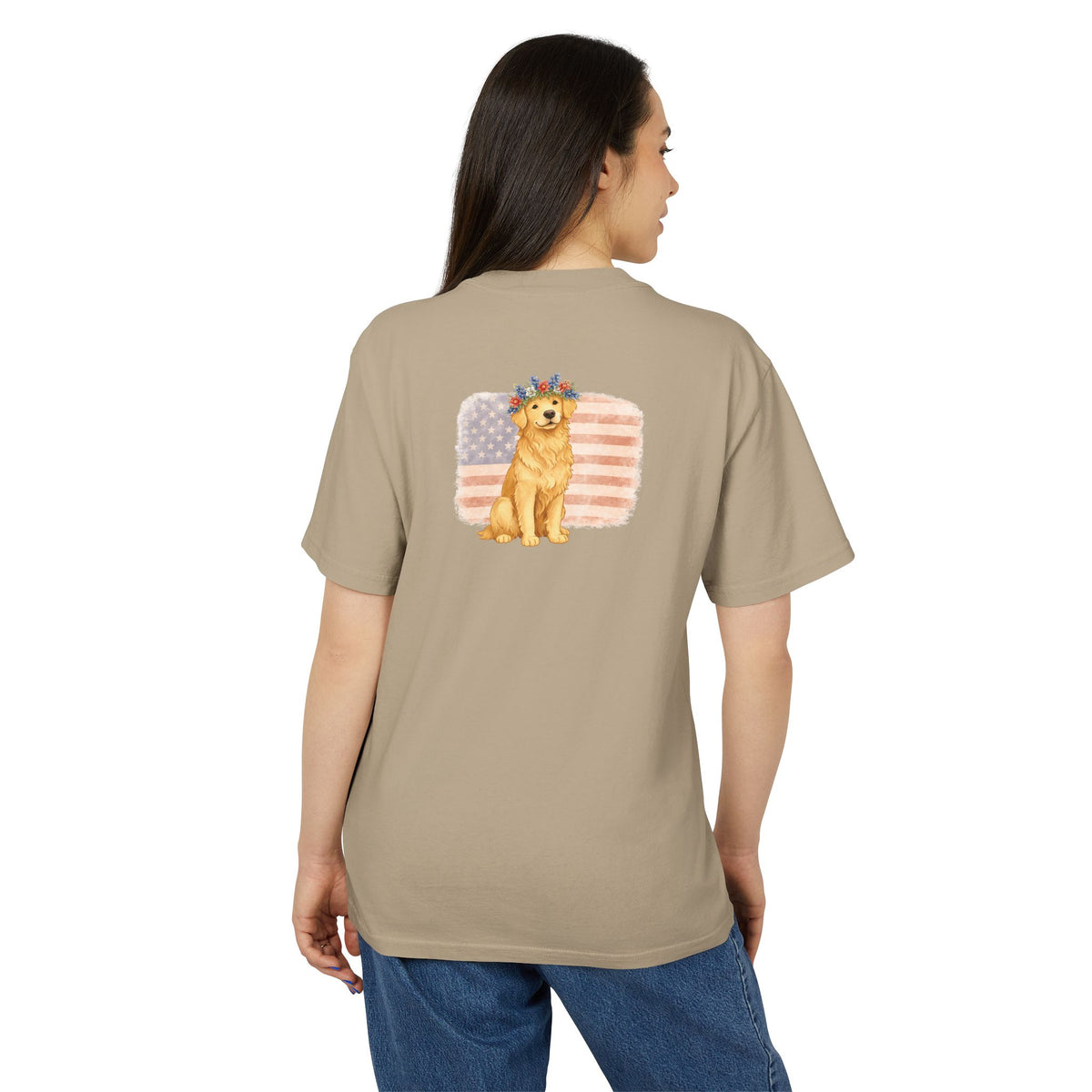 Premium Heavy Faded Tee - Golden Flower Crown