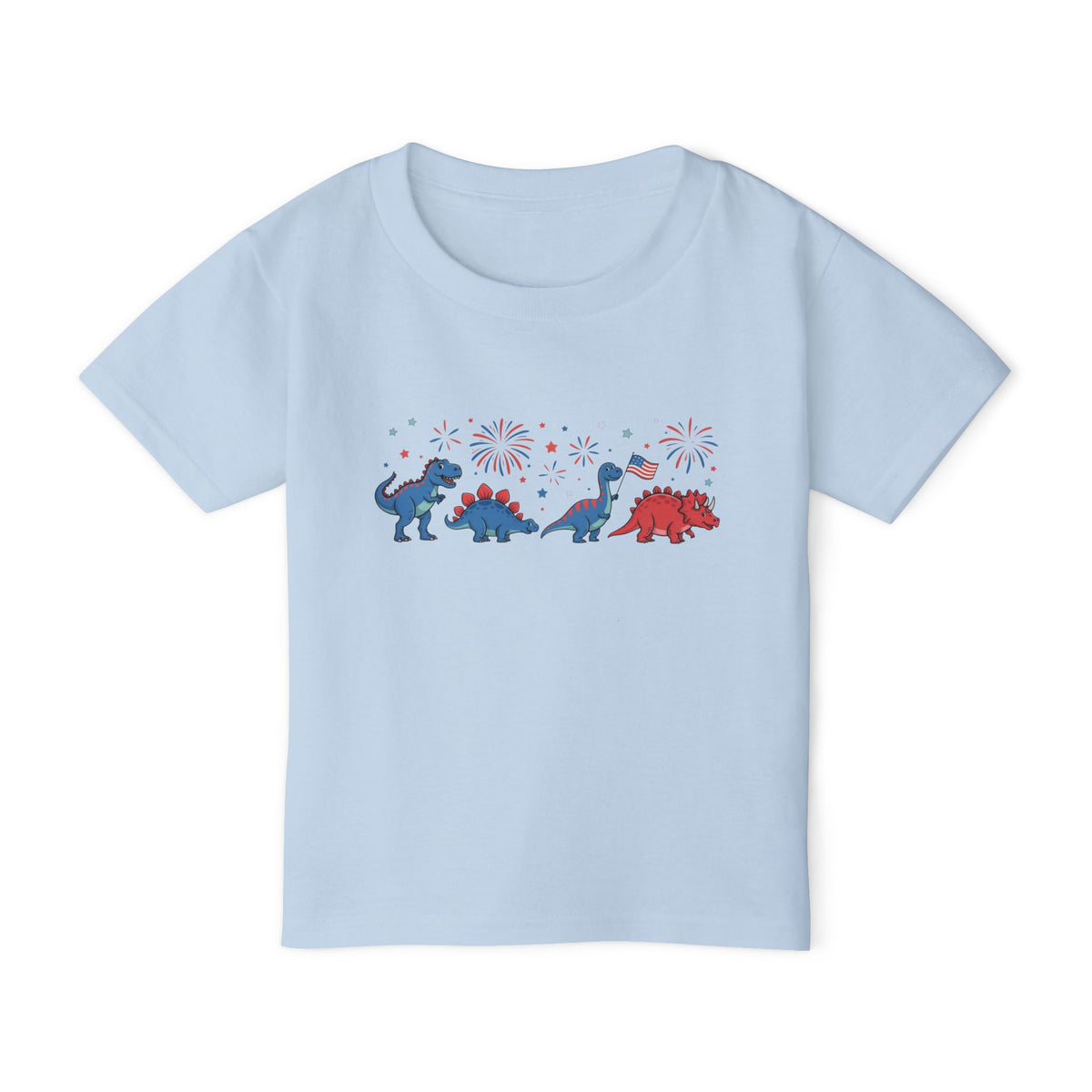Toddler T‑Shirt — Red, White & Blue Dino Parade (4th of July Kids Tee)