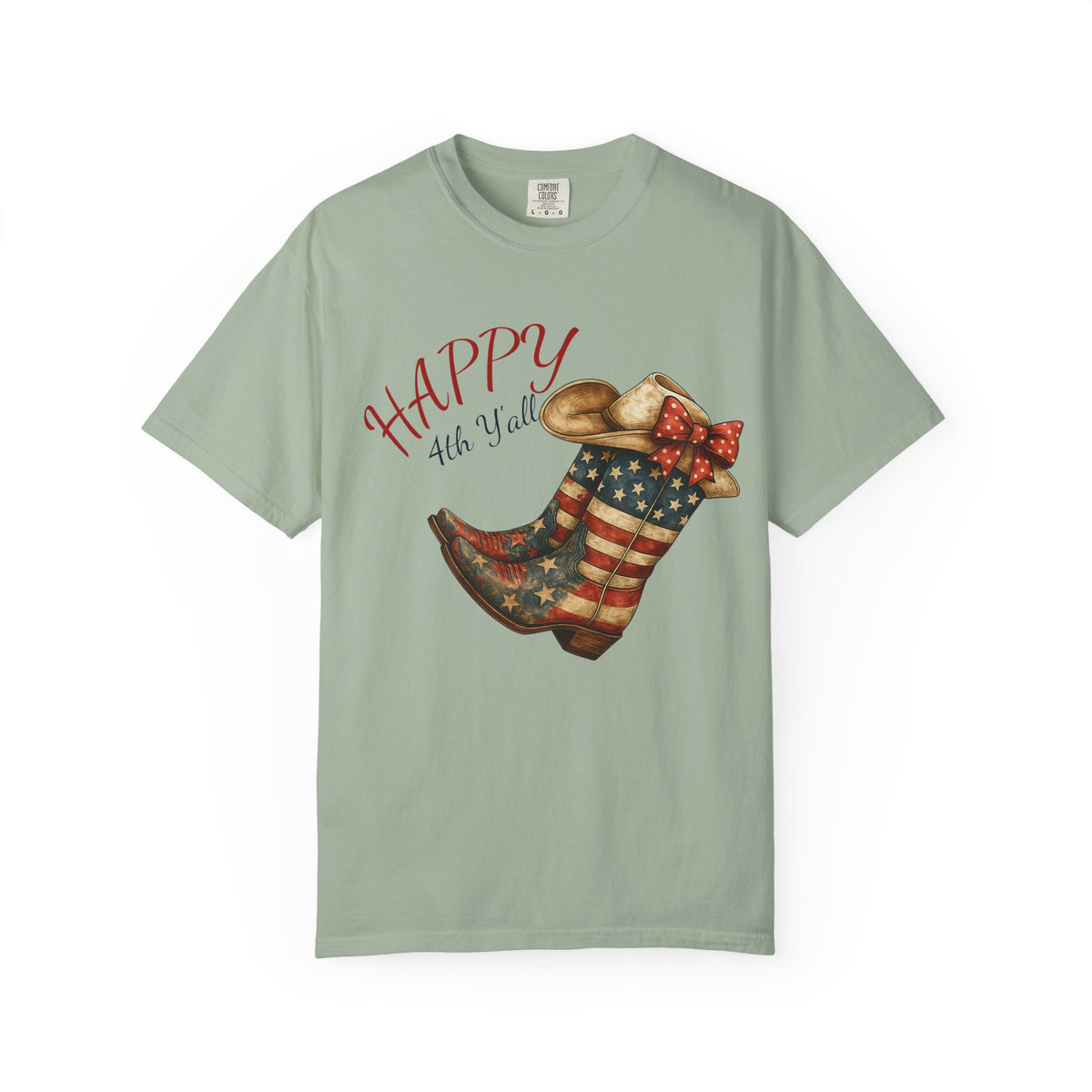Happy 4th of July Cowboy Boot Graphic T-Shirt
