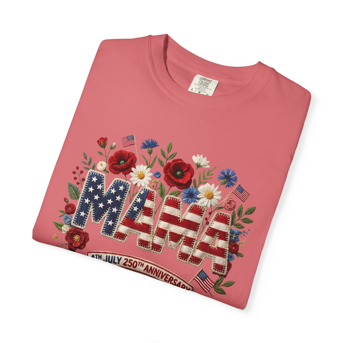 Mama Floral American Flag T-Shirt — Patriotic Mama Gift for Mother’s Day