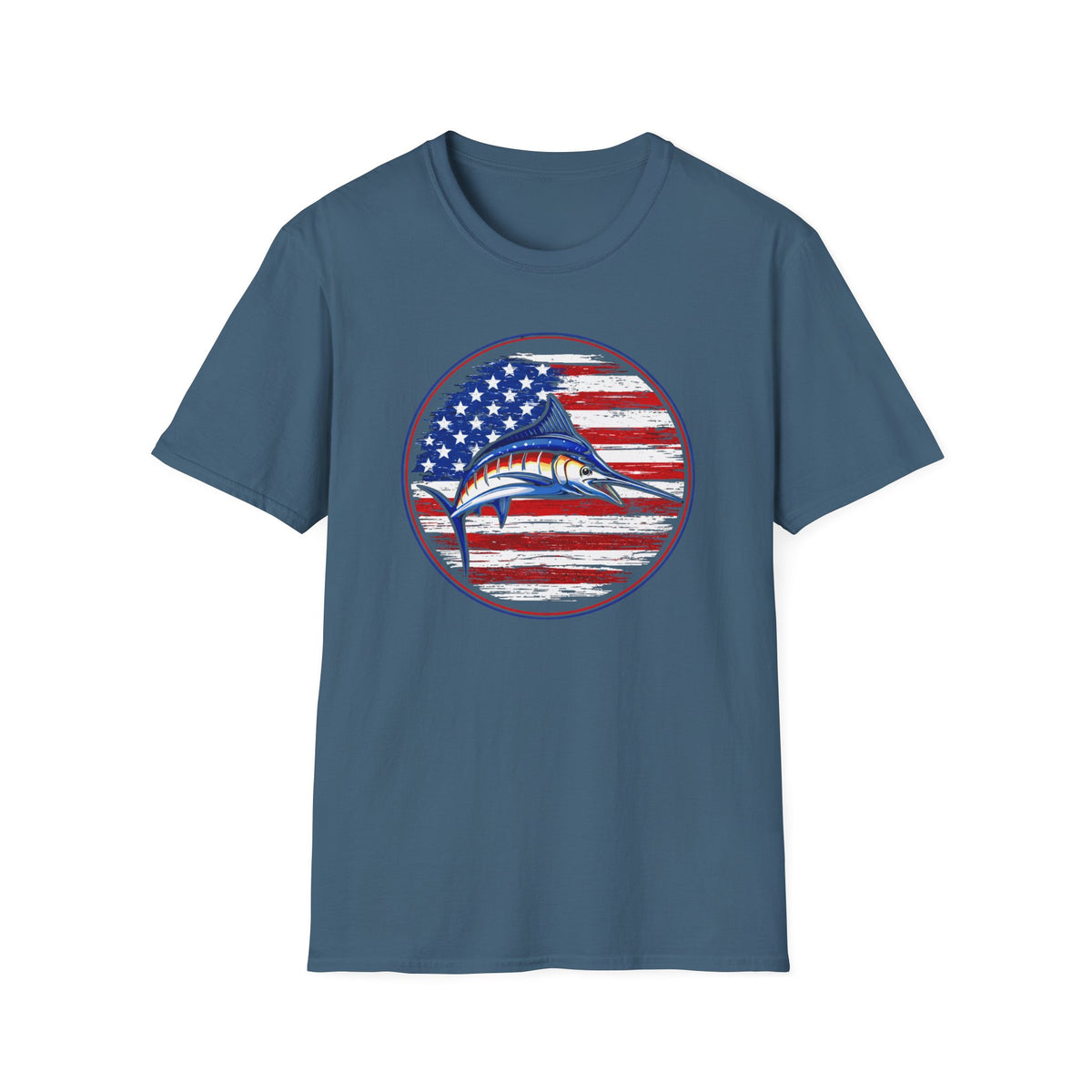 Patriotic Marlin T-Shirt — American Flag Fishing Tee