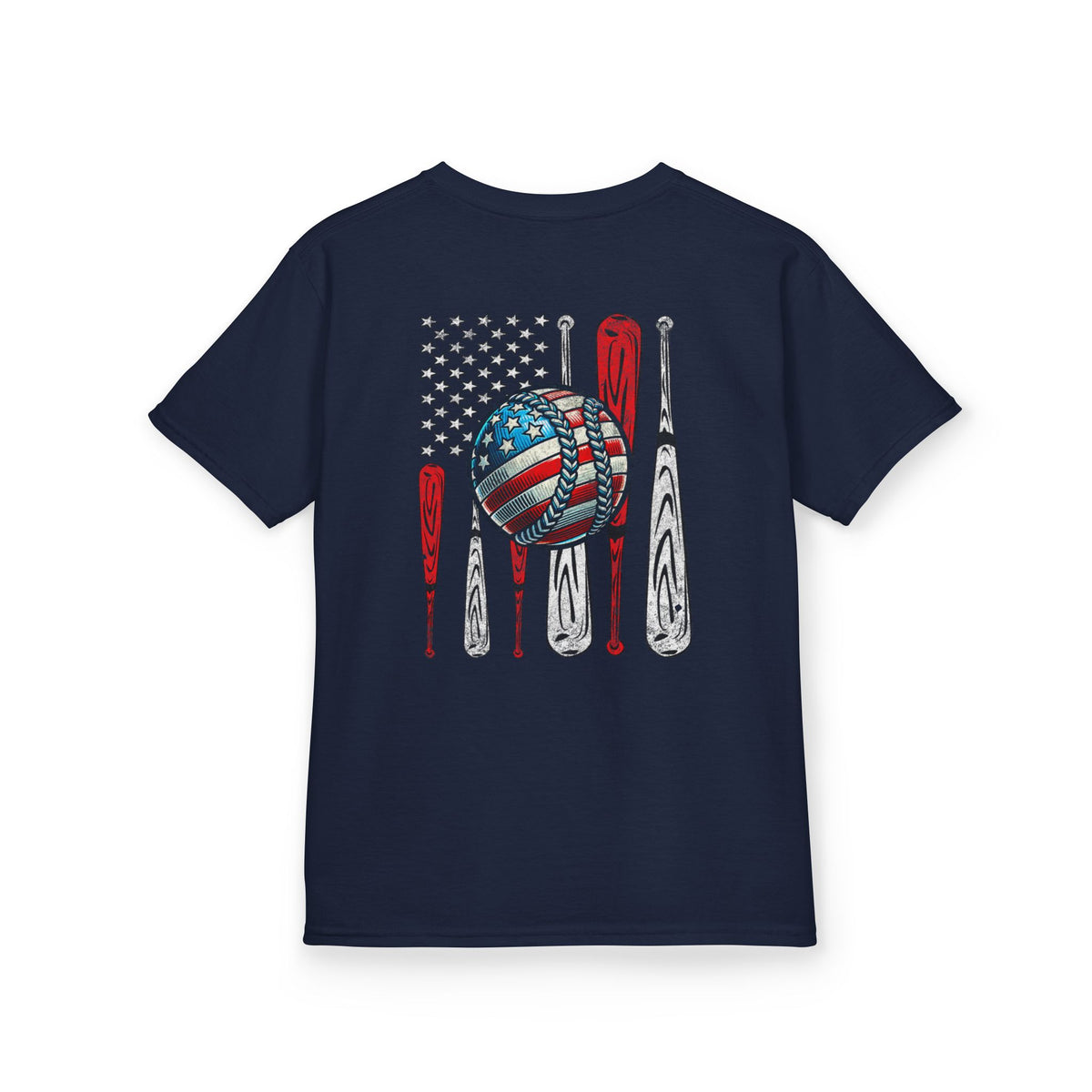 American Flag Ball & Bats - Youth Graphic T‑Shirt