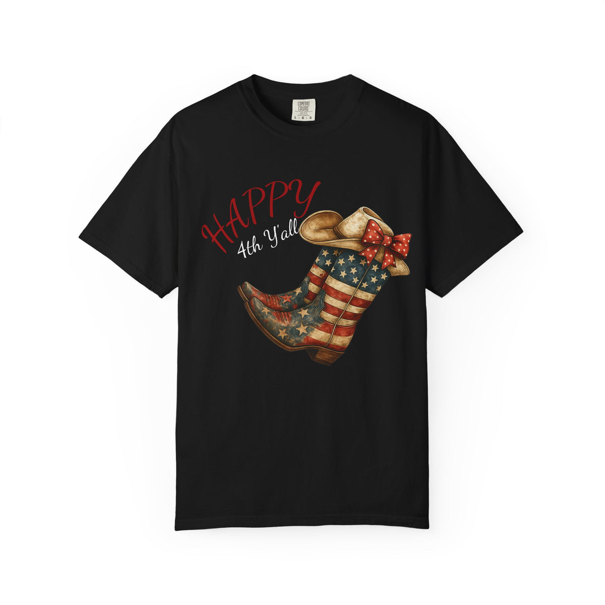 Happy 4th of July Cowboy Boot Graphic T-Shirt