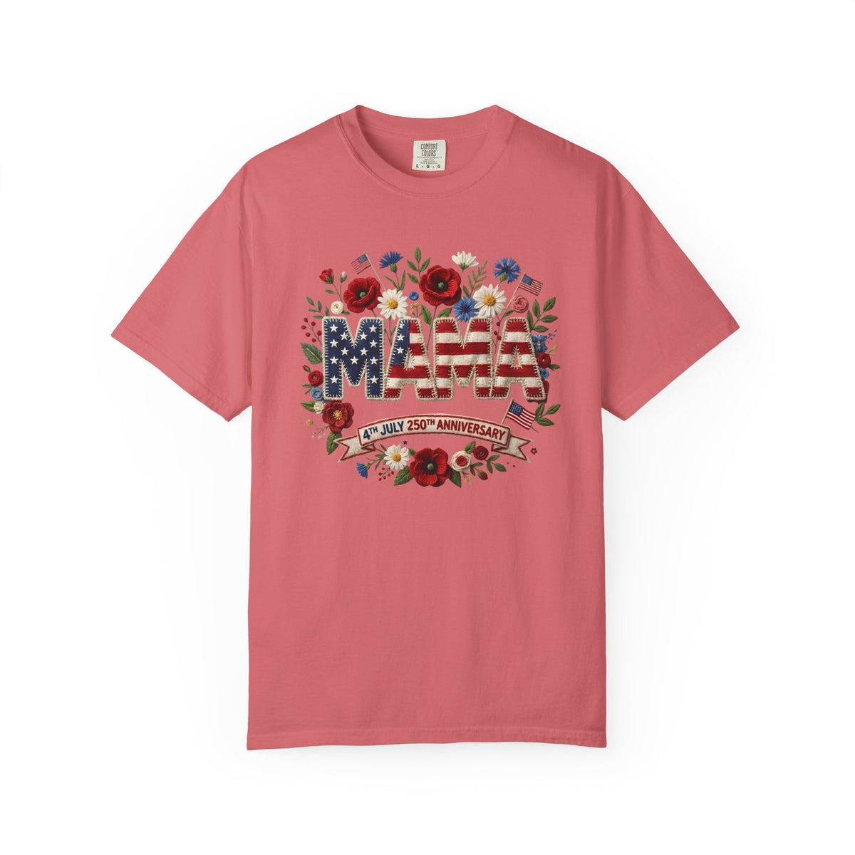 Mama Floral American Flag T-Shirt — Patriotic Mama Gift for Mother’s Day