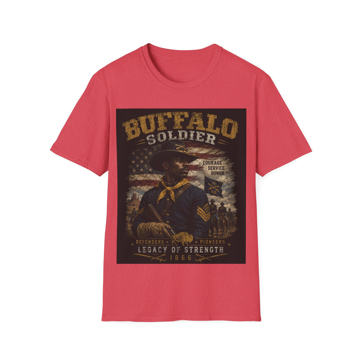 Buffalo Soldier T-Shirt — Vintage Military Tribute Tee (Courage • Service • Honor)